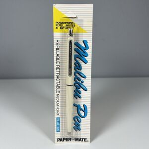 Vintage Papermate Malibu Pen White Medium Point Blue Ink 1988 NOS NEW